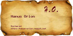 Hanus Orion névjegykártya